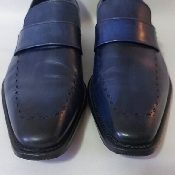 Calzoleria Toscana Dress Loafer Size 41 EU Blue Leather Handmade Style 5712 - Picture 5 of 15